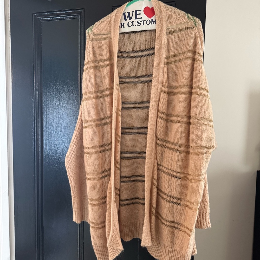 Striped Blush and Metallic Gold Stripe Women's Cardigan